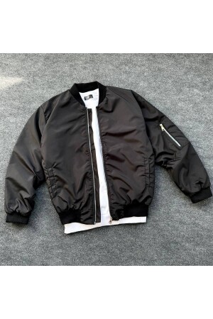 Unisex Siyah Oversize Bomber Ceket - Tetramoda