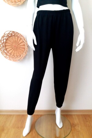 Unisex Siyah Paçası Lastikli Penye Pijama Altı - Vip Bera Tekstil