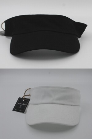 Unisex UV-Schutz Visierkappe Visier Tennishut Weiß-Schwarz Set sxxxs4155557ss - şapkadan