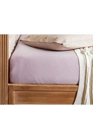 Valeria King Size elastisches Bettlaken aus gekämmter Baumwolle – Helle Pflaume. ÇPE-03-8682116422543 - 1