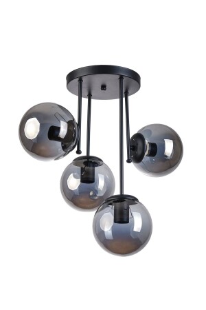 Vanessa Modern Tasarım Salon Mutfak Yatak Odası Siyah Renk Füme Camlı 4 Lü Avize 172478 - Modavize