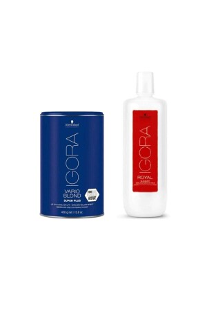 Vario Blond Super Plus White Bitter 450 gr + Creme Oxidationsmittel 9% 30v 1000 ml - Igora
