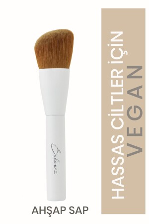 Veganer abgewinkelter Make-up-Pinsel für Gesichtskonturen, V704, Holzgriff, 14 cm - Soho N.Y.C.