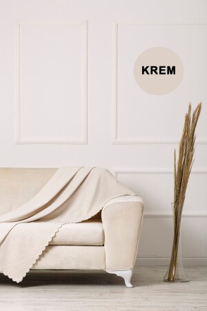 Velerde Krem Şönil Çift Taraflı Çekyat Koltuk Örtüsü Şalı - Velerde Home