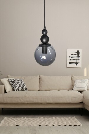 Venus Single Pendelleuchte, schwarzes Modell – schwarzes Rauchglas – moderner Kronleuchter - Veda Avize