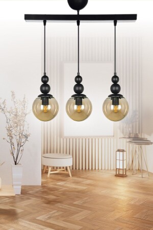 Venus Triple Queen Kronleuchter Schwarz-Honig – Esstisch Special – Wohnzimmer – Küche – Flur – Schlafzimmer Ven – Pre - VEDA AVİZE