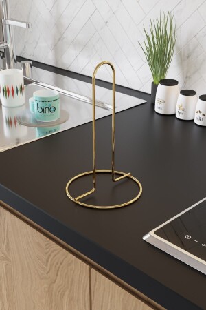 Vergoldeter Handtuch-Serviettenhalter aus Edelstahl, Handtuchhalter aus Metall BinoGold18 - Bino