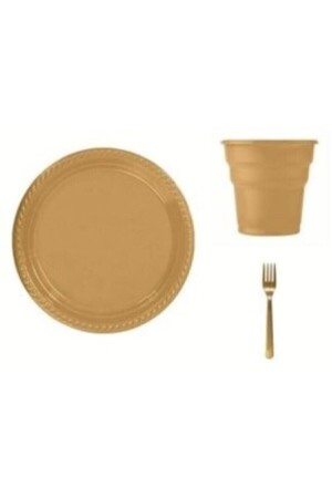 Vergoldetes Teller-, Becher- und Gabel-Set für 25 Personen - Aker Hediyelik