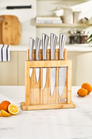 Vigor 7-teiliges Messerset mit Ständer und Schneidebrett - Karaca