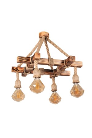 Vintage,otantik 4lü Ahşap Halatlı Sarkıt Avize Özcan0001 - Özcan Life