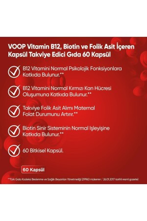 Vitamin B12, Biotin Ve Foik Asit Içeren Takviye Edici Gıda 60 Kapsül VoopB12Kapsül - 3
