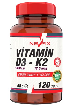 Vitamin D3 1000 Iu Vitamin K2 12.5 Mcg 120 Tablet NEVFİXD3K2 - 1