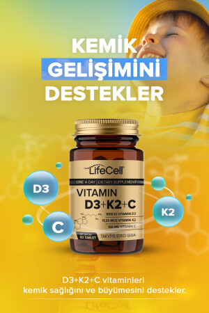 Vıtamın D3 K2 C - 60 Tablet Komplex Vitamin Desteği - 5