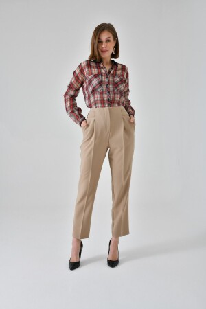 Vizon Pileli Havuç Kesim Kemer Detaylı Pantolon - Saade