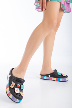 Voll orthopädisch schwarz Unisex dekoriert bunt Damen & Herren Crocs Krankenschwester-Hausschuhe Kroks Hausschuhe Crosslove - moun shoes