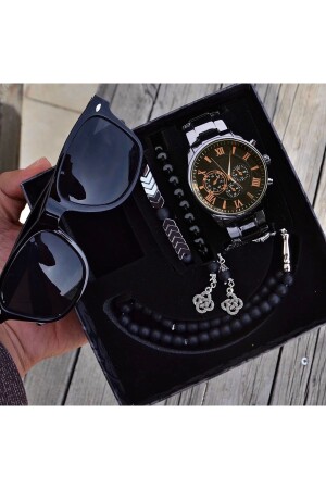 Wasserdichte Herren-Armbanduhr, Brille, Gebetskette und Armband-Set - Wesscollection
