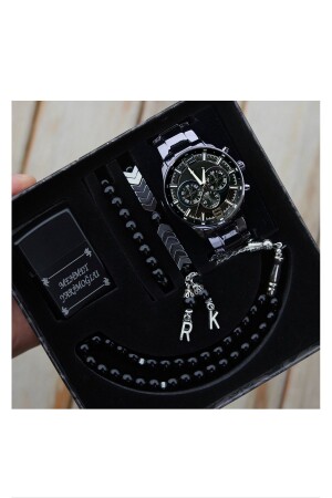 Wasserdichte Herren-Armbanduhr, Feuerzeug-Gebetsperlen und Armband-Set für Herren, Stil 130315 - wesscollection