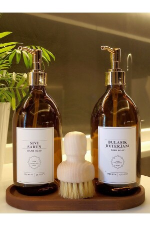 Wasserdichte ovale Standbürste, Weißgold, Flüssigseife, Geschirrspülmittel, Flaschen-Set. gebürstetweißgold-ssbd - Reoona