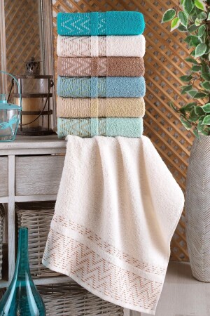 Wave 50x90 cm Packung mit 6 antibakteriellen Hand- und Gesichtstüchern aus Baumwolle - Binnur Home