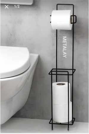 WC-Badezimmer-Toilettensockel-Papierhalter, Ersatz-Toilettenpapierhalter, mattschwarz, schwarzer WC-Papierhalter - Metalay