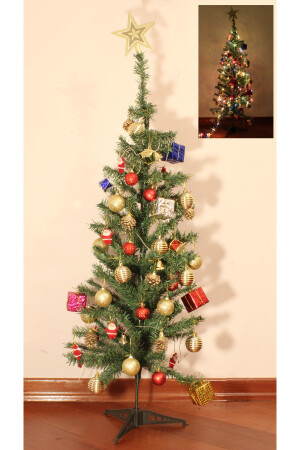 Weihnachtskiefer mit dekorierten und bunten LED-Lichtern, 90 cm, 80 Zweige, AGACOLORLED - 1