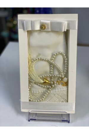 Weiße Kopftuch-Nadelspitze-Gebetshülle – Mevlüt-Abdeckung - Çeyizlik Setim