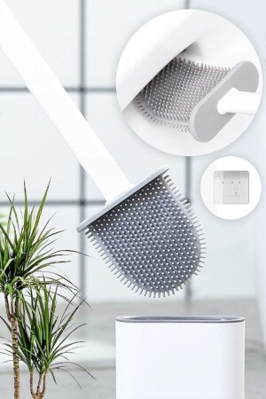 Weiße Silikon-Toilettenbürste. Biegbare WC-Toilettenbürste aus Silikon - Akdag Home