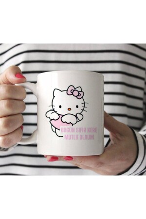 Weiße Tasse „Hello Kitty – Today I Became Happy Zero Times“ YUSHİ-KUPA19 - Yushi Club
