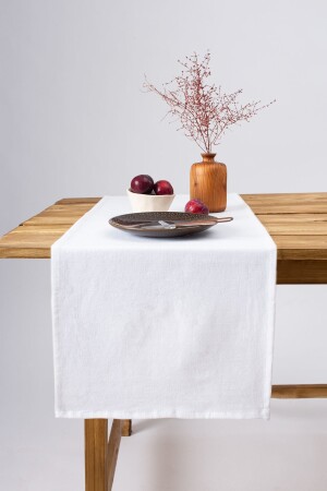 Weißer Premium-Leinenläufer 40 x 150 cm - Wellstil