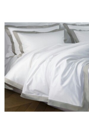 Weißes Baumwollsatin-Bettbezug-Set für Doppelbett und King-Size-Bett kngbatbyz55 - METİNEV