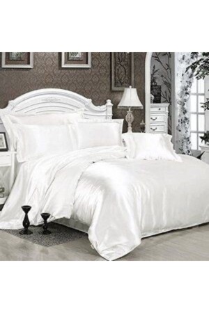 Weißes Baumwollsatin-Bettbezug-Set für King-Size-Betten bzbatt5 - METİNEV