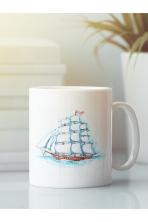 Weißes Trophäenglas, Seeanker, blaues Segelboot ARC137 - HRS