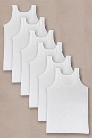 Weißes Unterhemd aus gekämmter Baumwolle für Jungen, 6-teilig, 0036 SEC0036SEC13 - 1