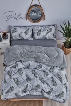 Welsoft Çift Kişilik Palm Desenli Yorgan Seti - Marla Home