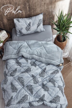 WELSOFT TEK KİŞİLİK PALM DESENLİ YORGAN SETİ - Marla Home