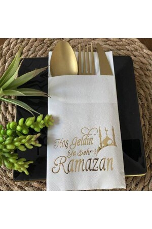 Willkommen Ramadan vergoldete Taschenservietten Luxus (12 Stück) Alle Altersgruppen - 1