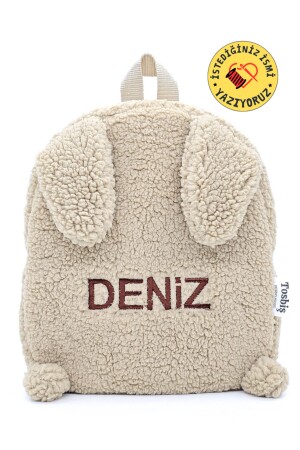 [ WIR SCHREIBEN DEN NAMEN, DEN SIE WOLLEN ] Kaninchen Beige 0–8 Jahre alter Kinderrucksack – Kindergarten- und Kindergartentasche - Tosbiş