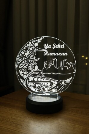 Ya Şehr-i Ramazan Figürlü Dekoratif Hediye Led Masa Lambası - Pilli Taban - 2