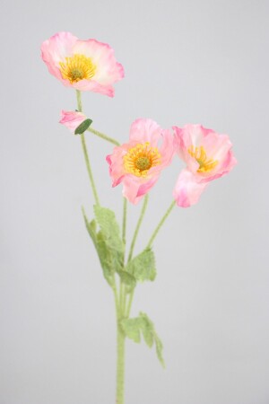 Yapay Çiçek 4lü Gelincik Dalı 60 cm Açık Pembe - Yapay Çiçek Deposu