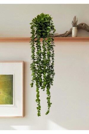 Yapay Çiçek Elmas Saksıda 70 Cm Yoğun Yapraklı Koyu Yeşil Okaliptus Sarkıt - Lilac Home