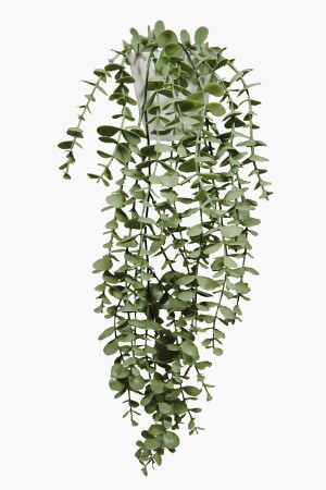 Yapay Çiçek Moblen Mika Elmas Beyaz Saksıda Pastel Yeşili Okaliptus Sarkıtı - Lilac Home