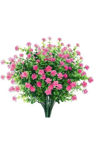 Yapay Çiçek Pembe Mineli Şimşir Dekoratif Yapay Bitki - Fesleğen Çiçek