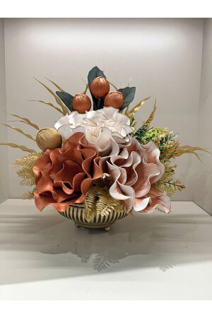 Yapay Çiçekli Antik Çizgili Vazo No:2 - Tasarimhmoda