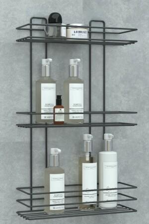 Yapışkanlı 3 katlı Banyo Rafı Duş Şampuanlık Duvar Düzenleyici Organizer zbt0010 - zabata