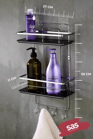Yapışkanlı Ömür Boyu Paslanmaz Kristal Ayarlanabilir Raf Banyo Düzenleyici Şampuanlık Lş-02 Kskk PRA-615130-3017 - 3
