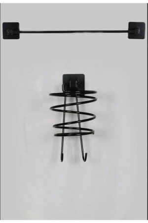 Yapışkanlı Siyah Fön Makinesi Askısı Ve Yapışkanlı Uzun Havlu Askılık Havluluk Pratik 2'li Set Asklk TYC7YN7Q0N168856169393066 - Pims Home Dekorasyon