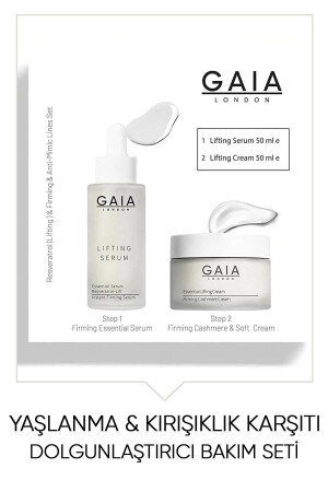 Yaşlanma Ve Kırışıklık Karşıtı Dolgunlaştırıcı Bakım Seti. Lıftıng Serum 50ml. & Lıftıng Krem 50ml. GAİA-14 - Gaia London