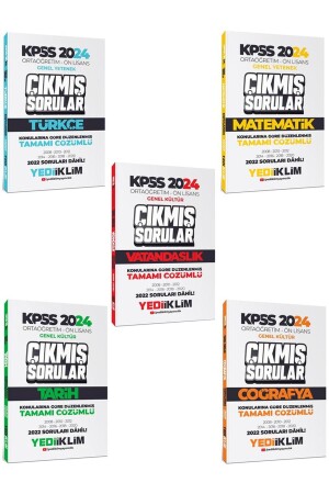 Yediiklim KPSS 2024 Ortaöğretim Ön Lisans Konularına Göre Düzenlenmiş Tamamı Çözümlü Çıkmış Sorular - Yediiklim Yayınları