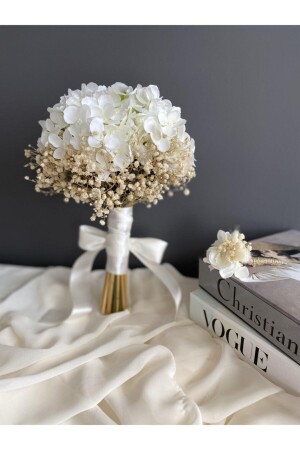 Yeni Sezon Beyaz Ortanca Cipsolu Gelin Çiçeği Yaka Çiçeği 2 Li Set fgç-134134511 - 1