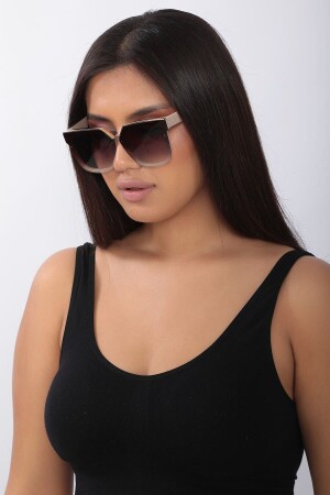 Yeni Sezon Geniş Gold Detaylı Lüks Beyaz Kadın Gözlüğü üstgoldetaylıgüneşgözlüğü - STAOOM